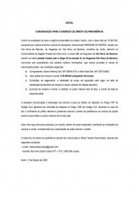 Edital - Comunica��o para o exerc�cio de direito de prefer�ncia 