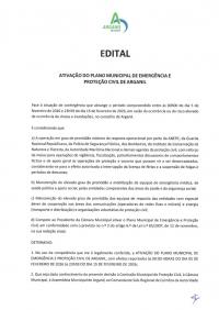 Ativação do Plano Municipal de Emergência Ativação do Plano Municipal de Emergência